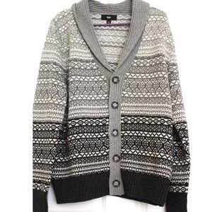 Mossimo Fairisle Sweater Cardigan Grandpa Gray Women's Sz L NWOT
